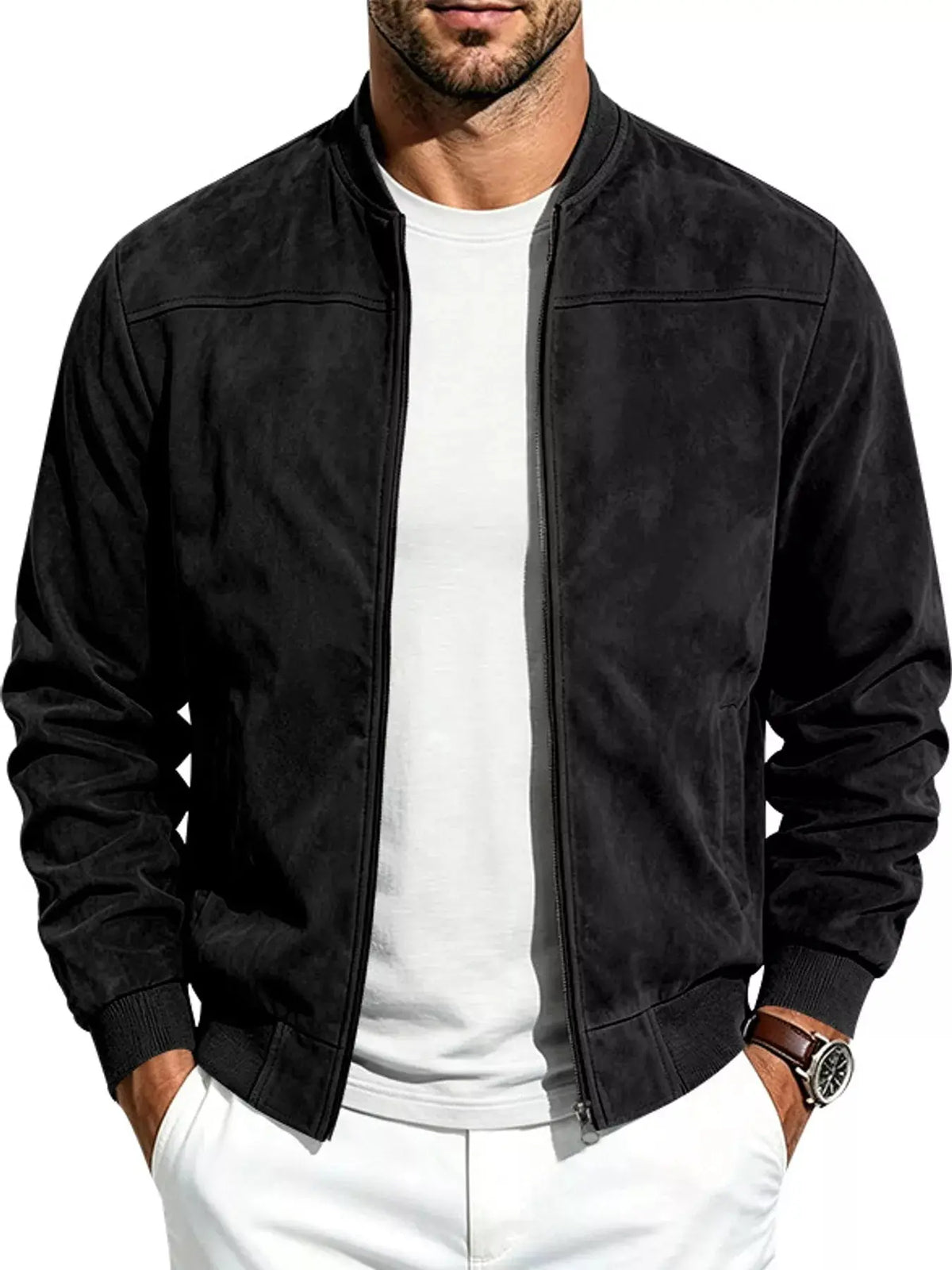 Men's Full Size Zip Up Long Sleeve Jacket Plus Size - Real Deal
