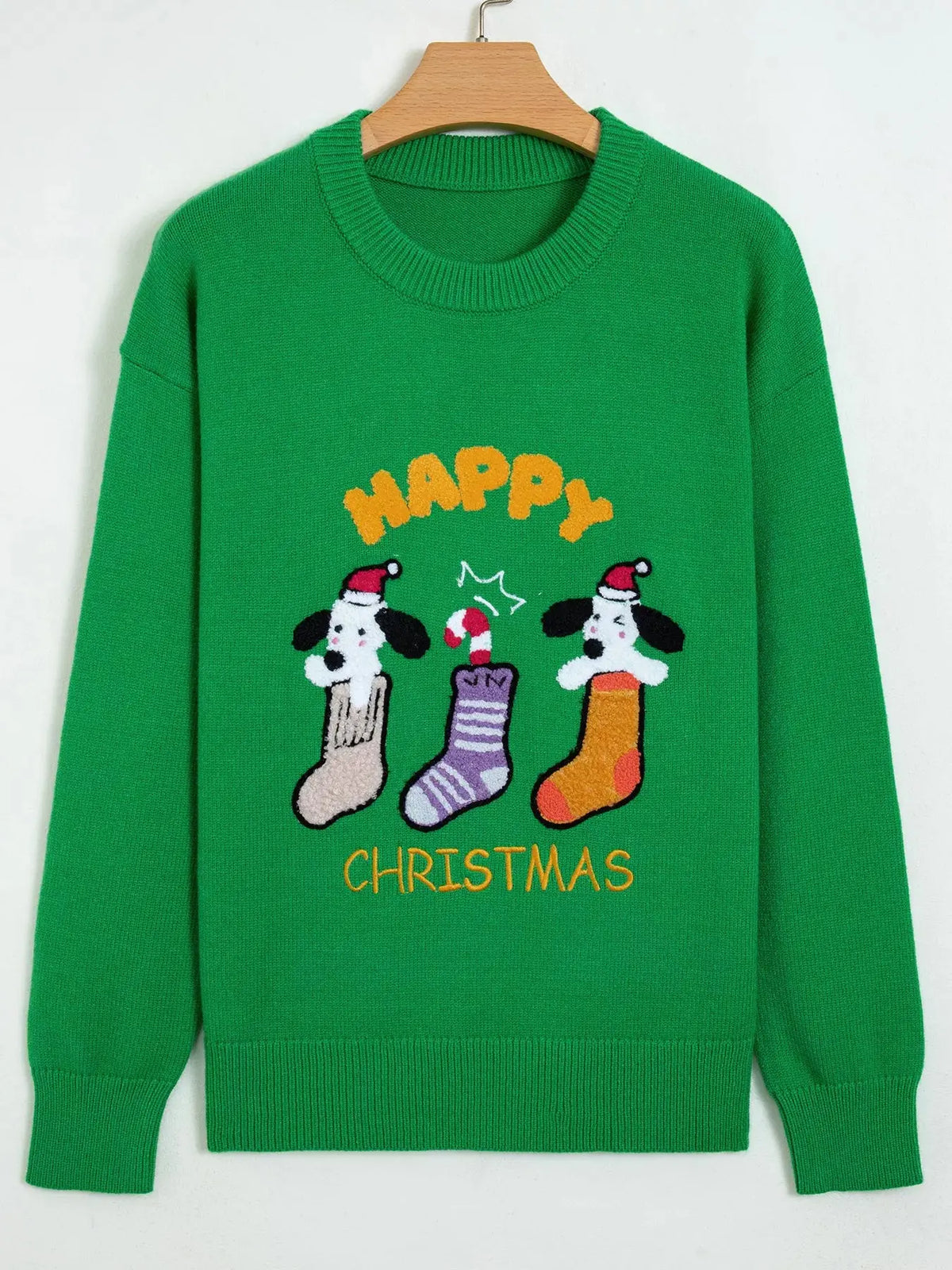 Abstract Patch Embroidery Christmas Pullover Sweater - Real Deal