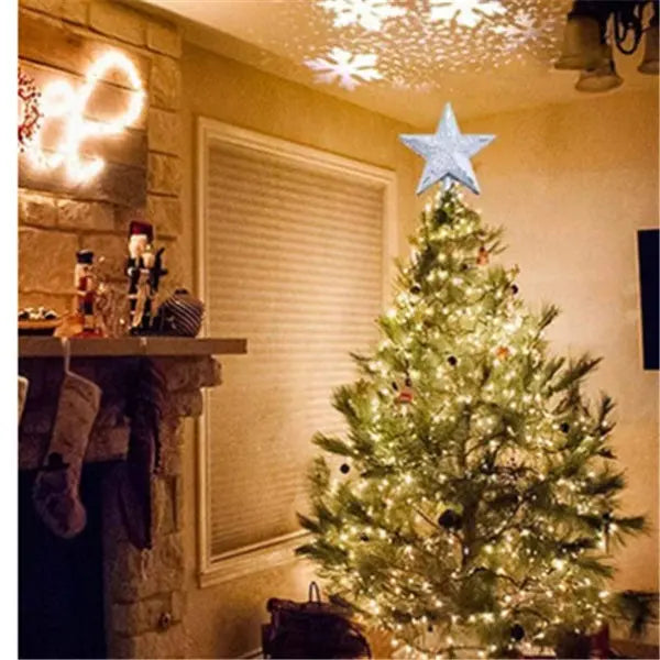 Christmas Tree Top Light Star Snowflake Shape LED Laser Projector Lights Christmas Tree Ornament - Real Deal
