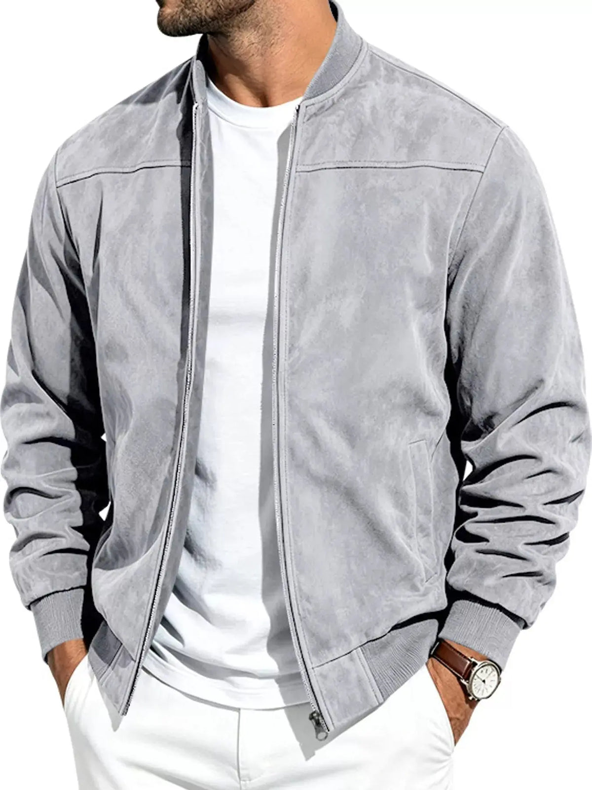 Men's Full Size Zip Up Long Sleeve Jacket Plus Size - Real Deal