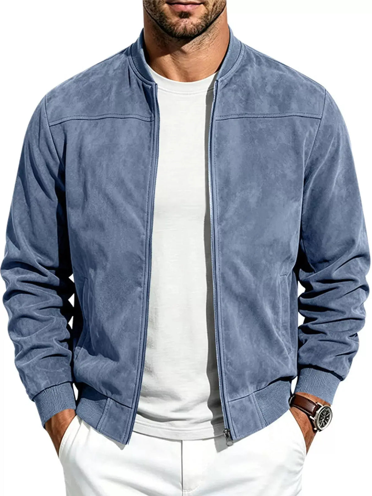 Men's Full Size Zip Up Long Sleeve Jacket Plus Size - Real Deal
