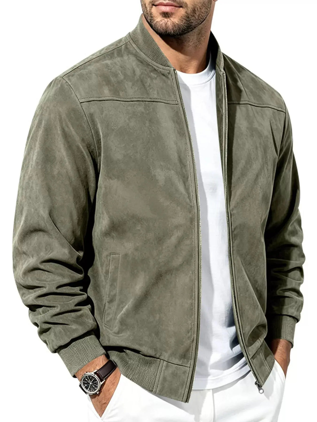 Men's Full Size Zip Up Long Sleeve Jacket Plus Size - Real Deal