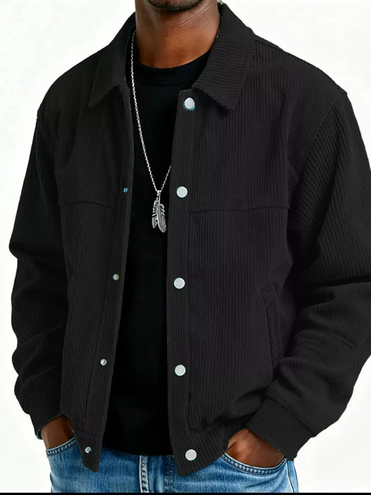 Men's Full Size Vintage Corduroy Button-Down Casual Jacket Plus Size - Real Deal