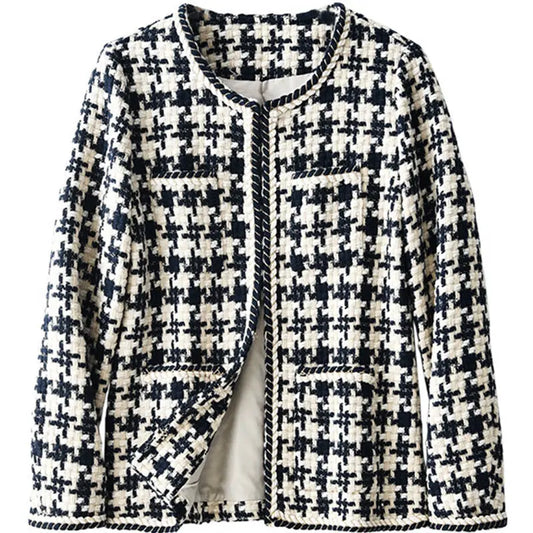 Houndstooth Small Fragrance Jacket Women Clothing - Real Deal