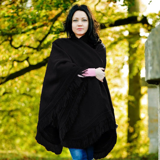 Cape Wrap Solid Alpaca Poncho - Real Deal