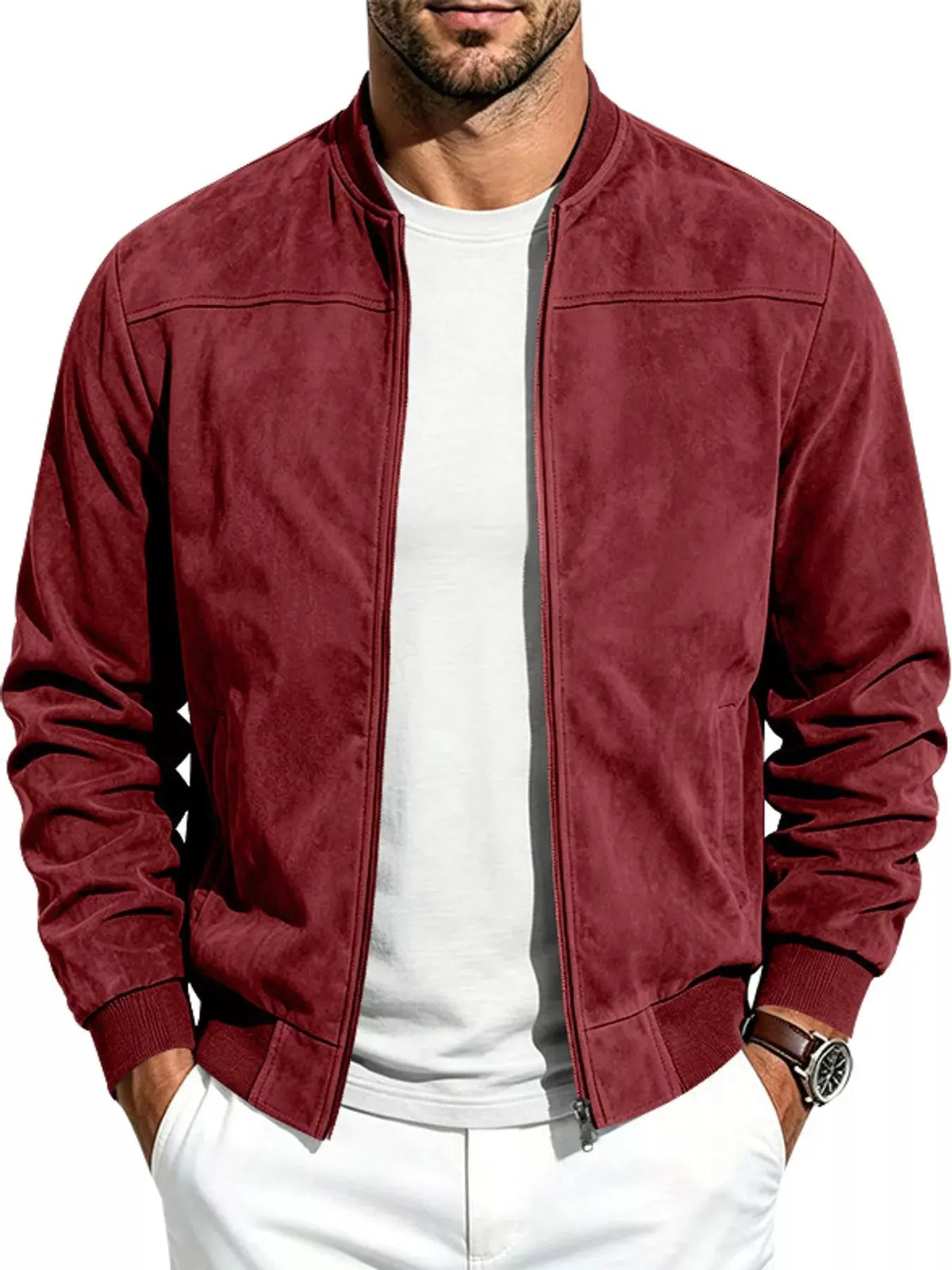 Men's Full Size Zip Up Long Sleeve Jacket Plus Size - Real Deal