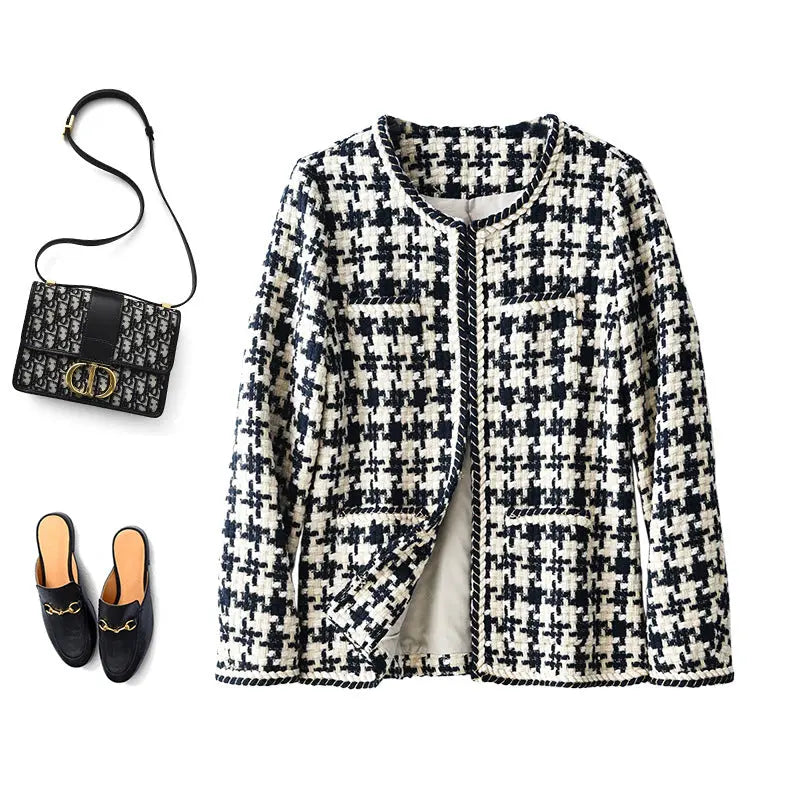 Houndstooth Small Fragrance Jacket Women Clothing - Real Deal