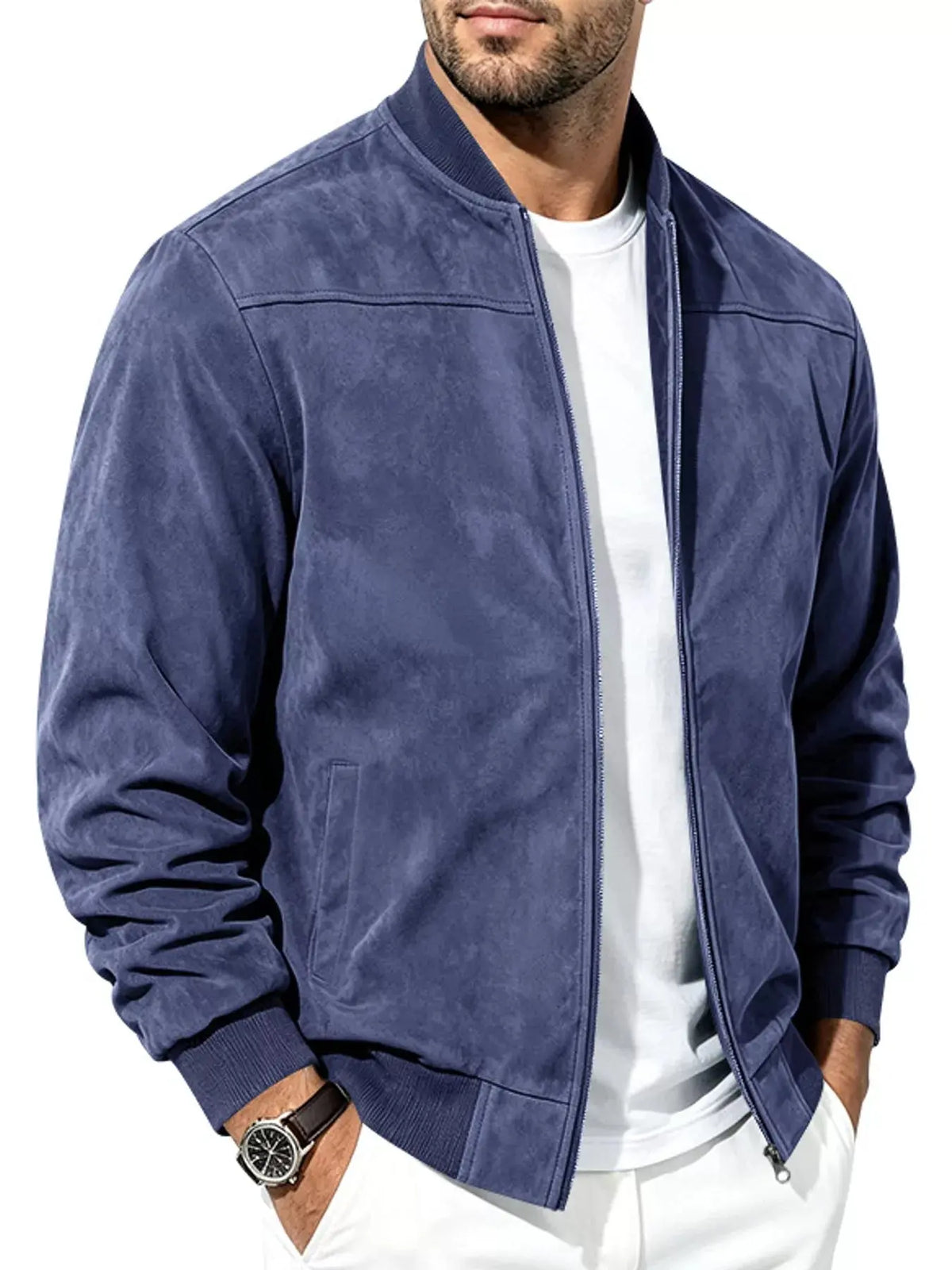 Men's Full Size Zip Up Long Sleeve Jacket Plus Size - Real Deal