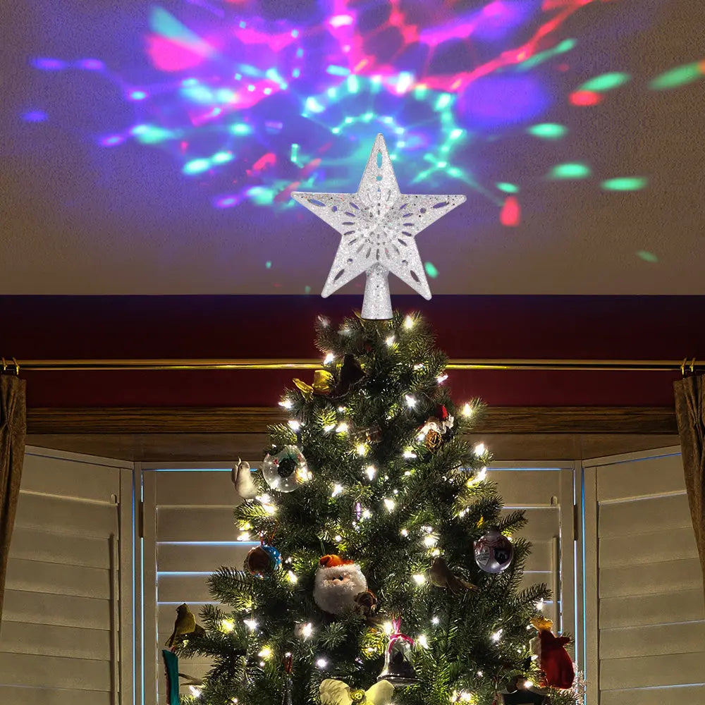Christmas Tree Top Light Star Snowflake Shape LED Laser Projector Lights Christmas Tree Ornament - Real Deal