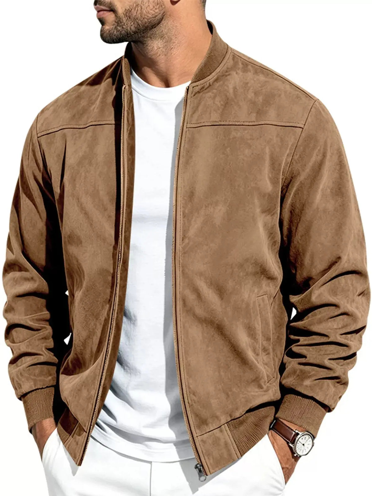 Men's Full Size Zip Up Long Sleeve Jacket Plus Size - Real Deal