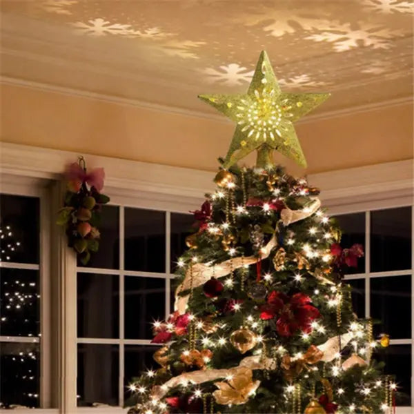 Christmas Tree Top Light Star Snowflake Shape LED Laser Projector Lights Christmas Tree Ornament - Real Deal