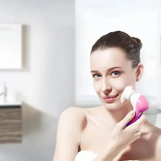 Waterproof Facial Cleansing Brush Face Spin Cleaning Brush Scrubber With 5 Brush Heads For Women - Real Deal