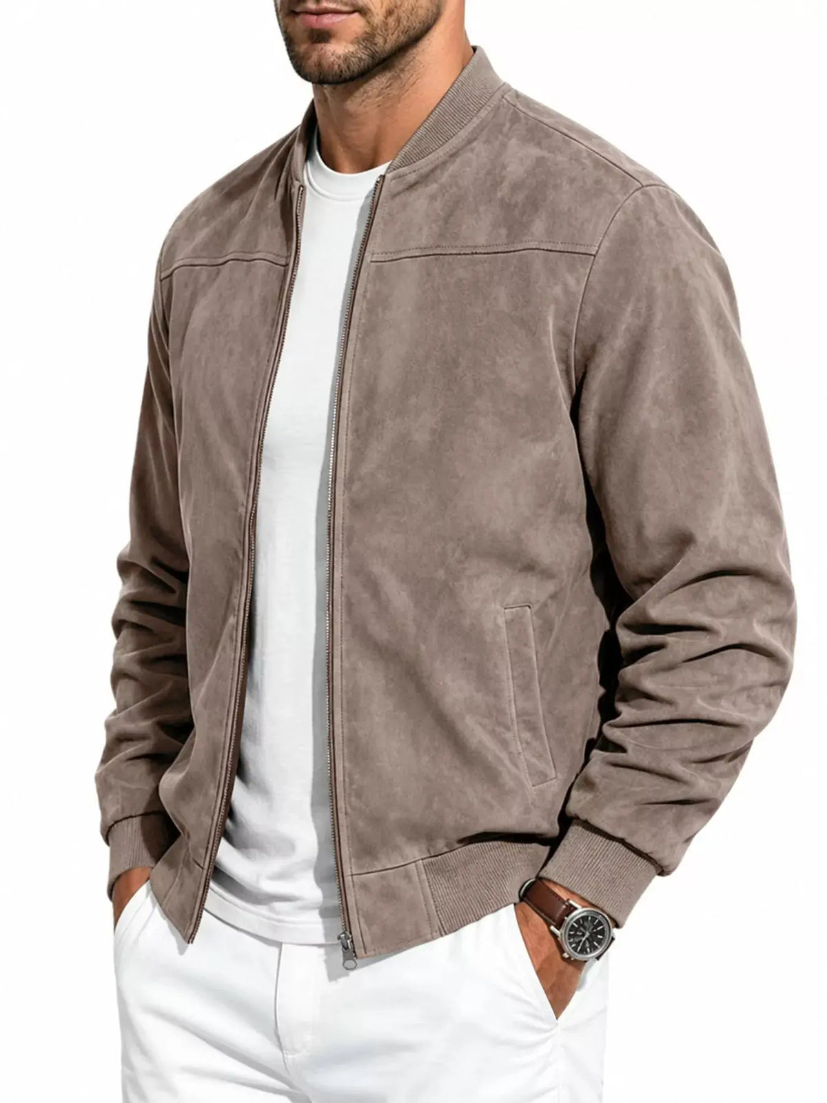 Men's Full Size Zip Up Long Sleeve Jacket Plus Size - Real Deal