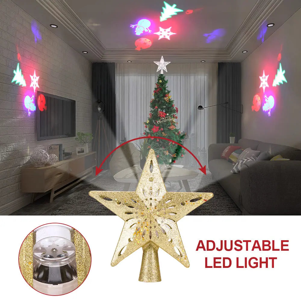 Christmas Tree Top Light Star Snowflake Shape LED Laser Projector Lights Christmas Tree Ornament - Real Deal