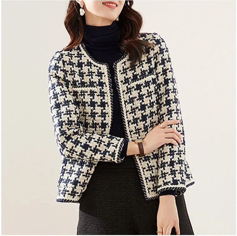 Houndstooth Small Fragrance Jacket Women Clothing - Real Deal