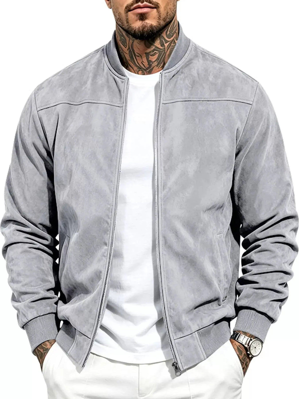 Men's Full Size Zip Up Long Sleeve Jacket Plus Size - Real Deal