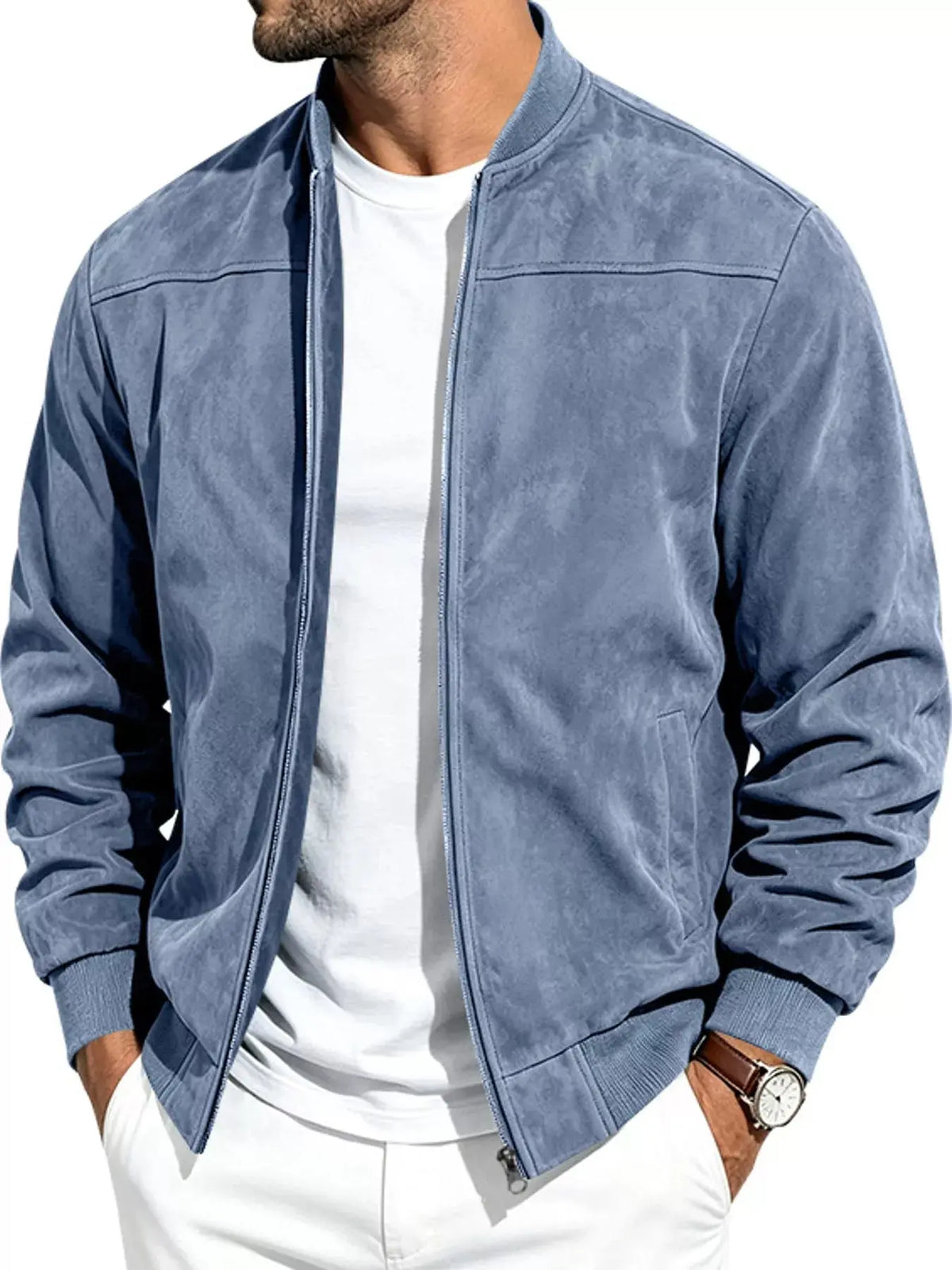 Men's Full Size Zip Up Long Sleeve Jacket Plus Size - Real Deal