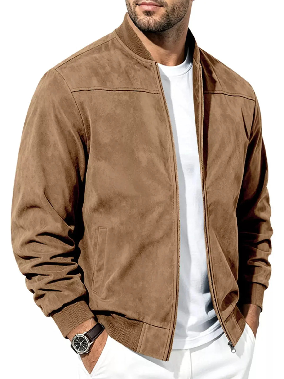 Men's Full Size Zip Up Long Sleeve Jacket Plus Size - Real Deal
