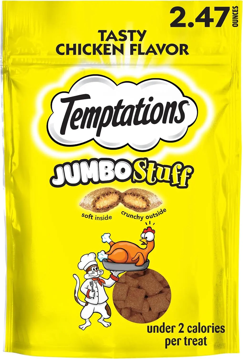 Jumbo Stuff Crunchy & Soft Cat Treats, Chicken, 2.5 Oz, 12 Pack - Real Deal