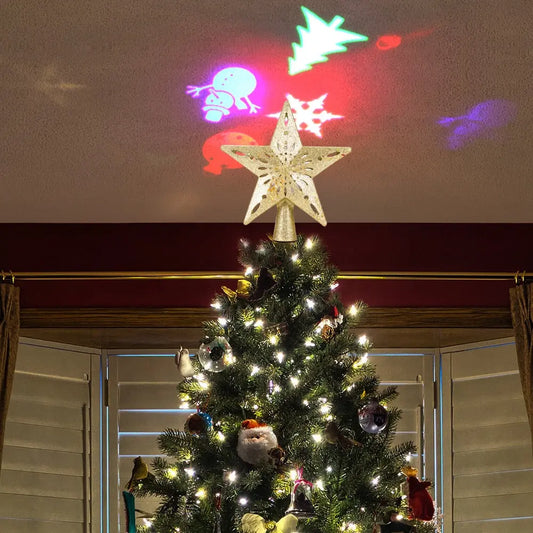 Christmas Tree Top Light Star Snowflake Shape LED Laser Projector Lights Christmas Tree Ornament - Real Deal
