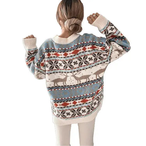Christmas Jacquard Loose-Fit Sweater, side view