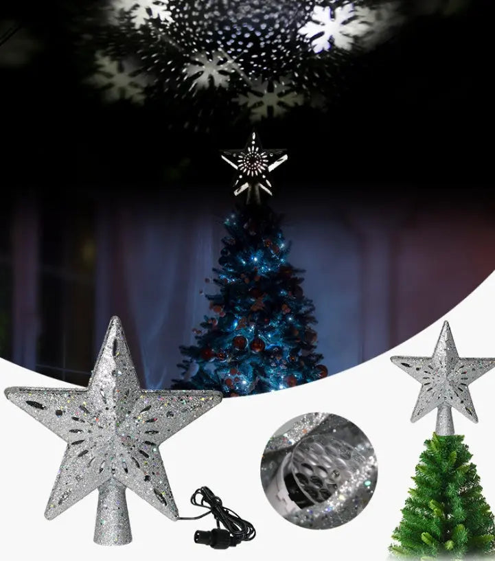 Christmas Tree Top Light Star Snowflake Shape LED Laser Projector Lights Christmas Tree Ornament - Real Deal