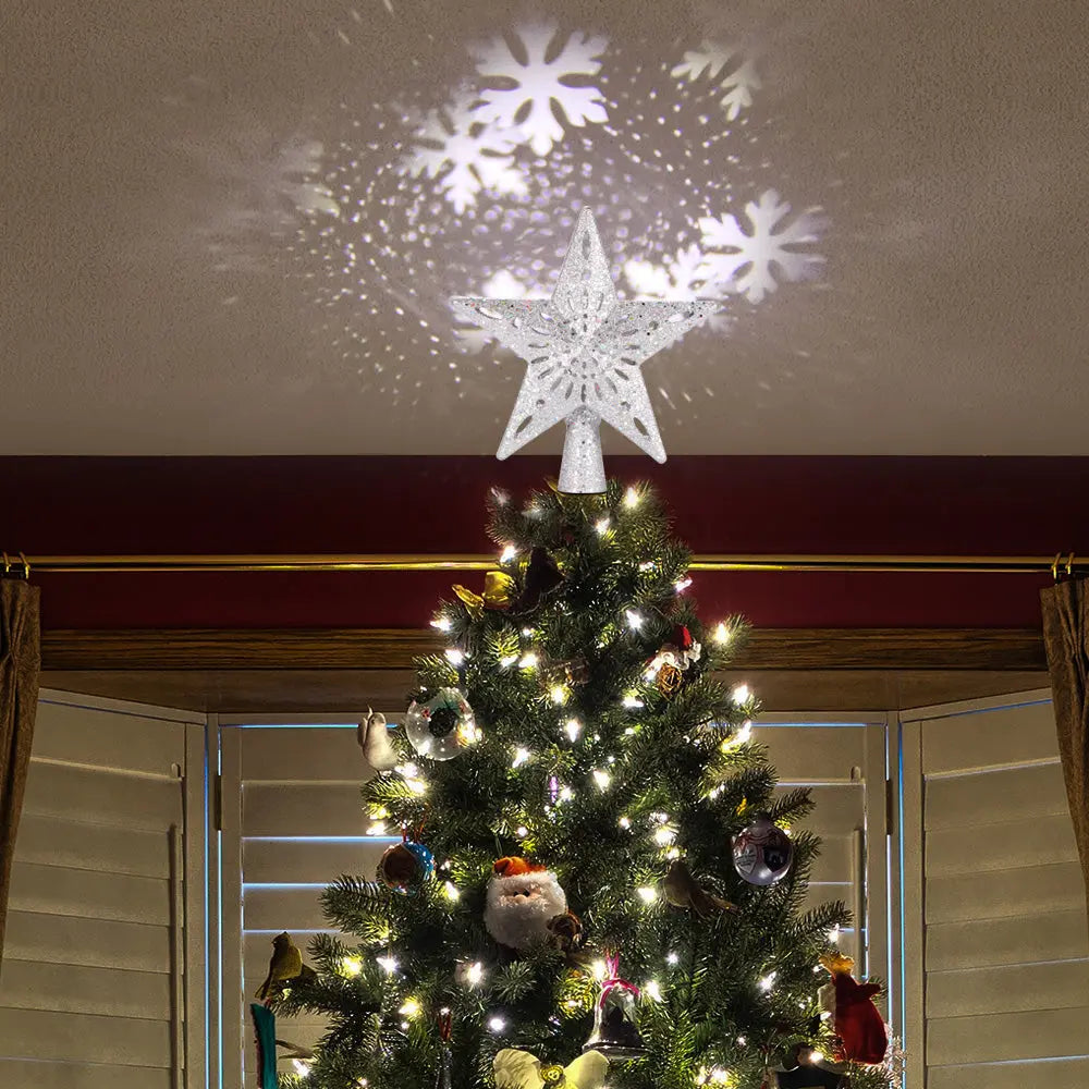 Christmas Tree Top Light Star Snowflake Shape LED Laser Projector Lights Christmas Tree Ornament - Real Deal