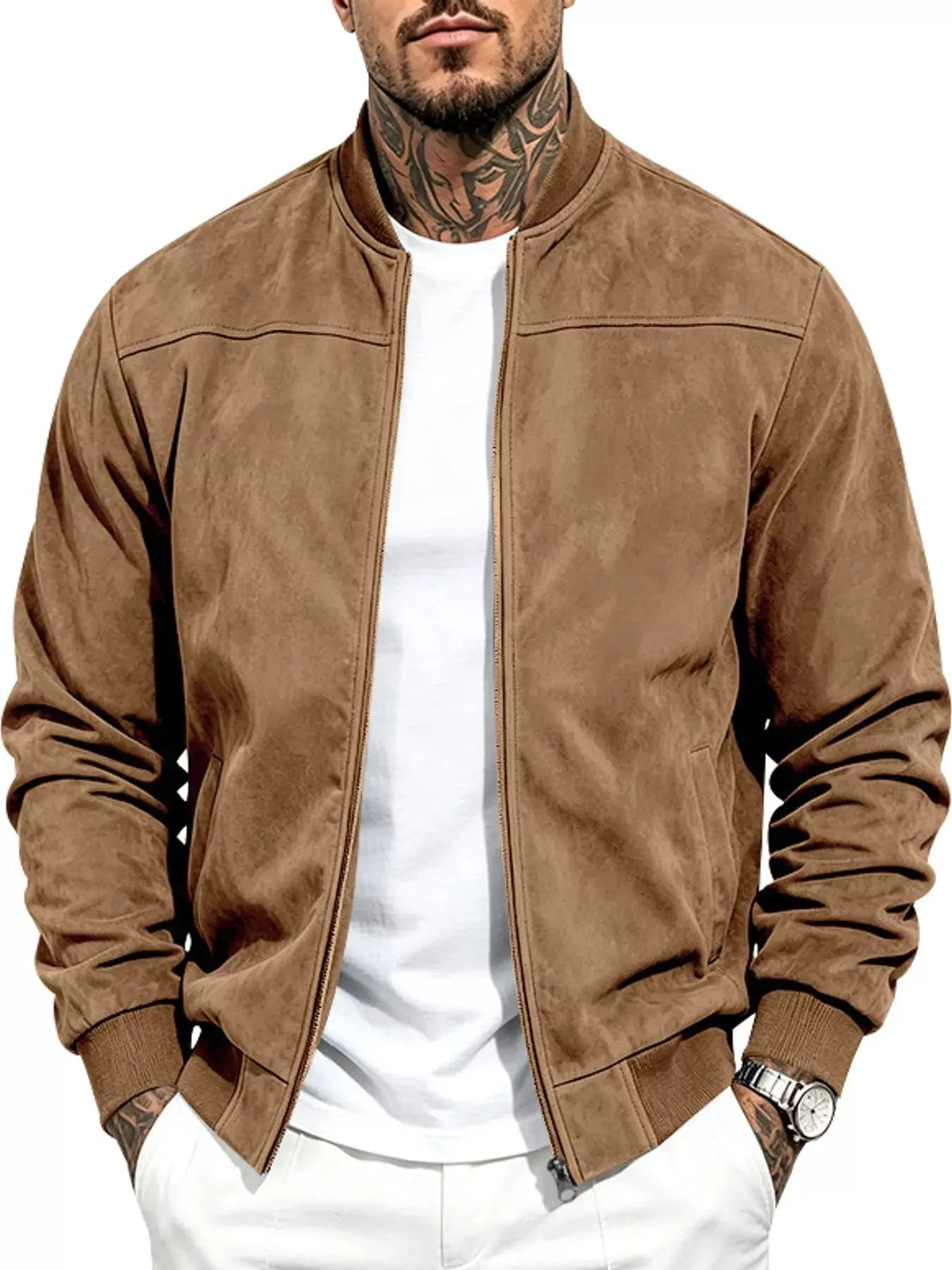 Men's Full Size Zip Up Long Sleeve Jacket Plus Size - Real Deal