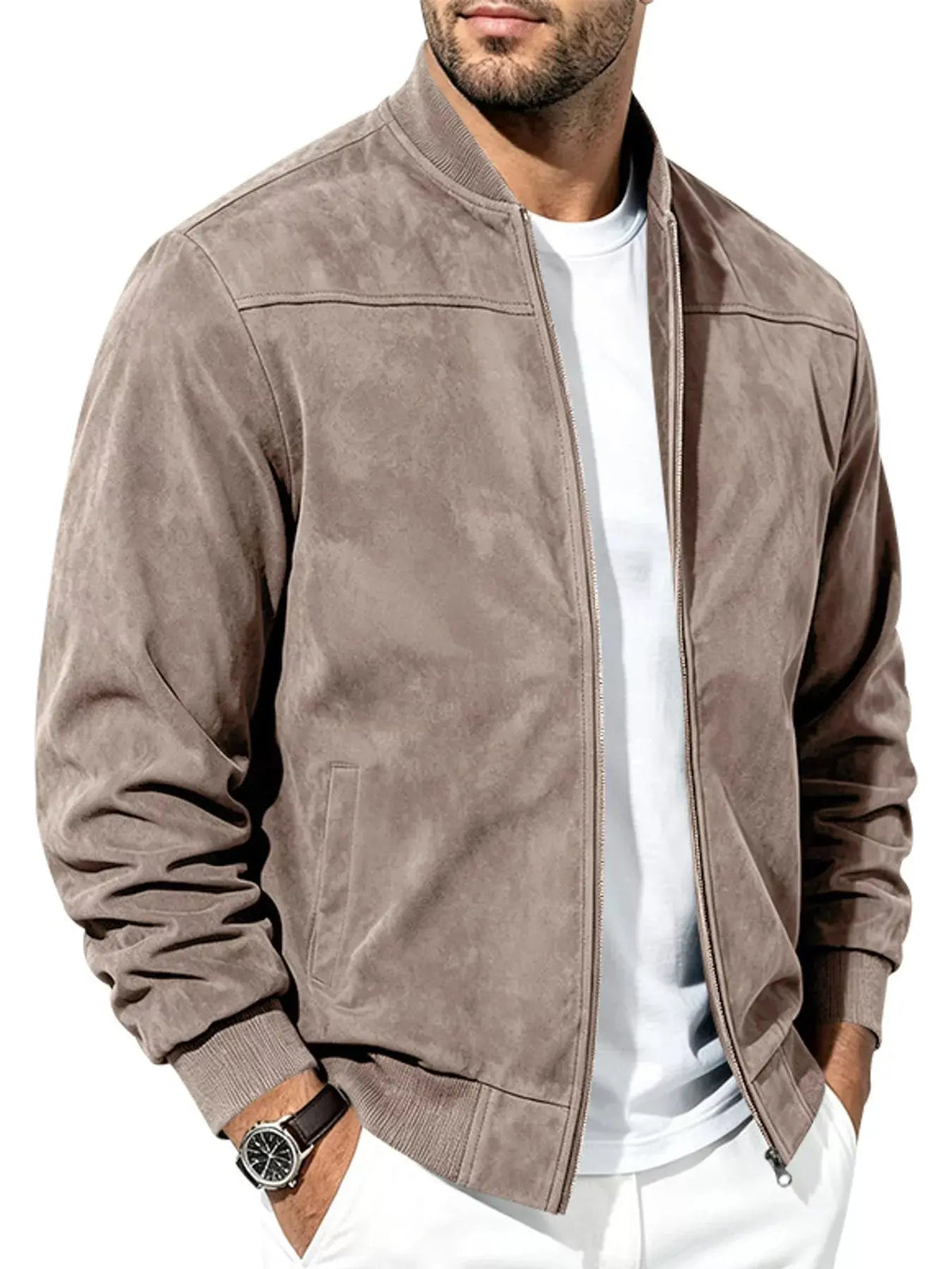 Men's Full Size Zip Up Long Sleeve Jacket Plus Size - Real Deal