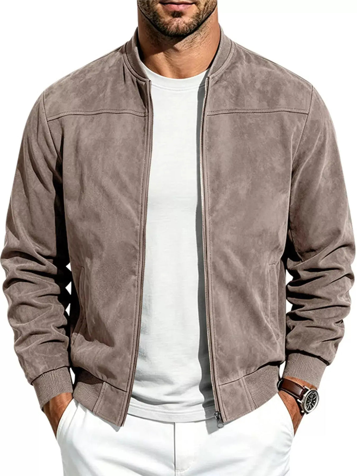 Men's Full Size Zip Up Long Sleeve Jacket Plus Size - Real Deal