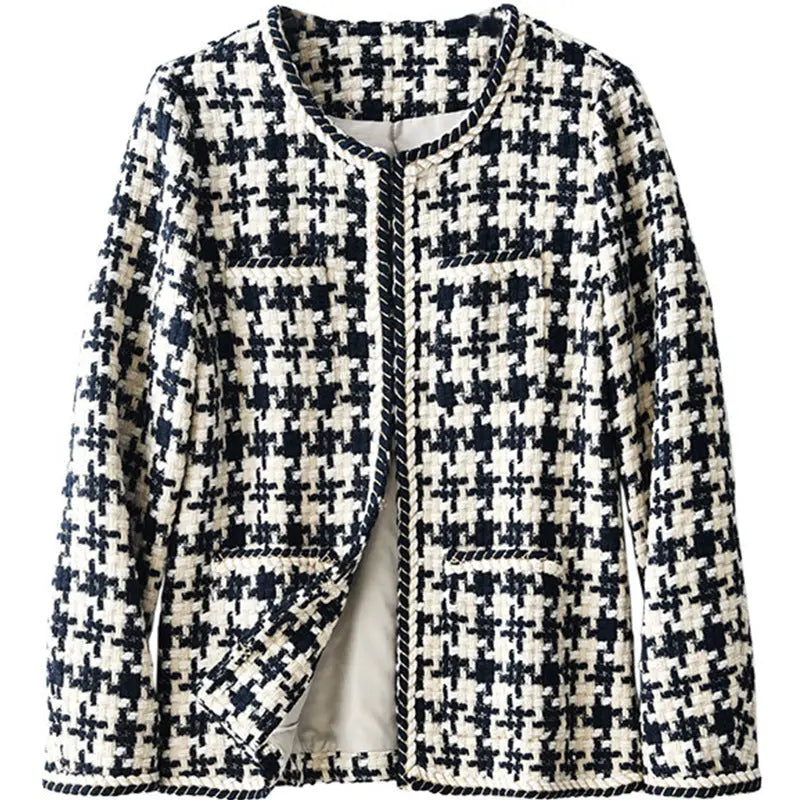 Houndstooth Small Fragrance Jacket Women Clothing - Real Deal