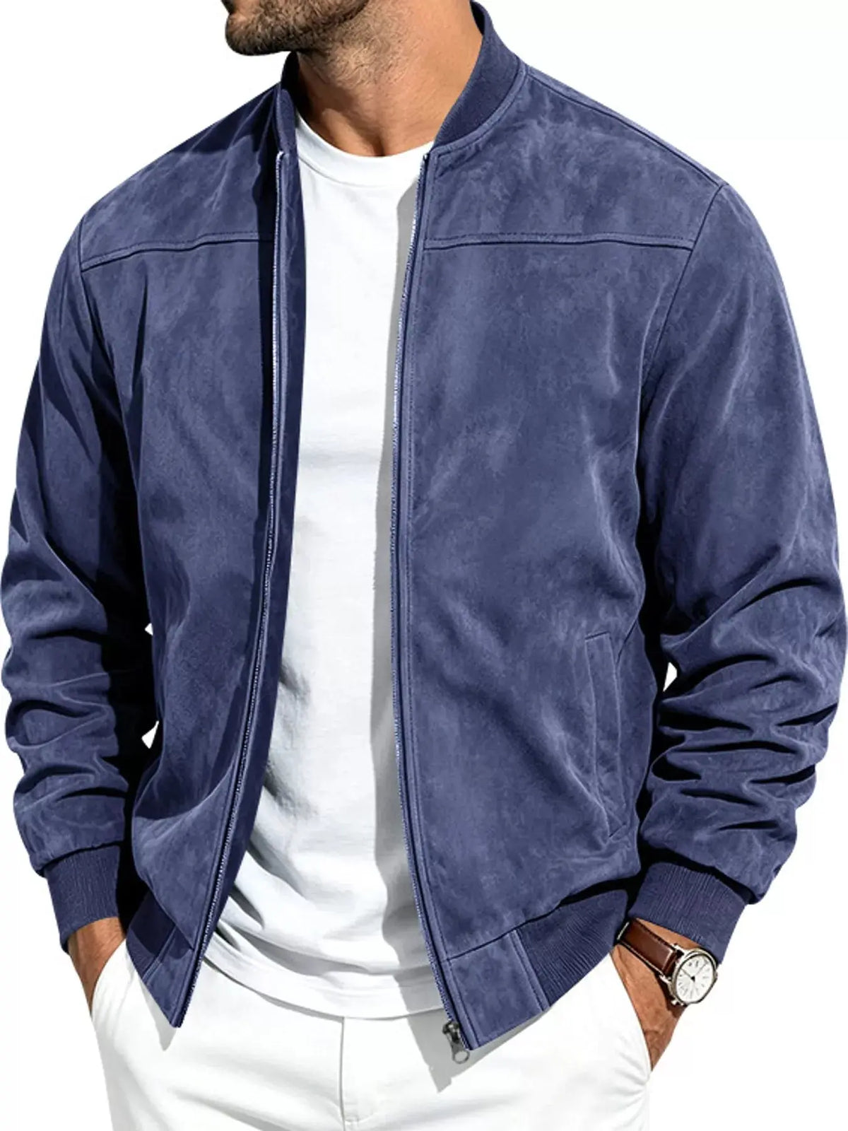 Men's Full Size Zip Up Long Sleeve Jacket Plus Size - Real Deal