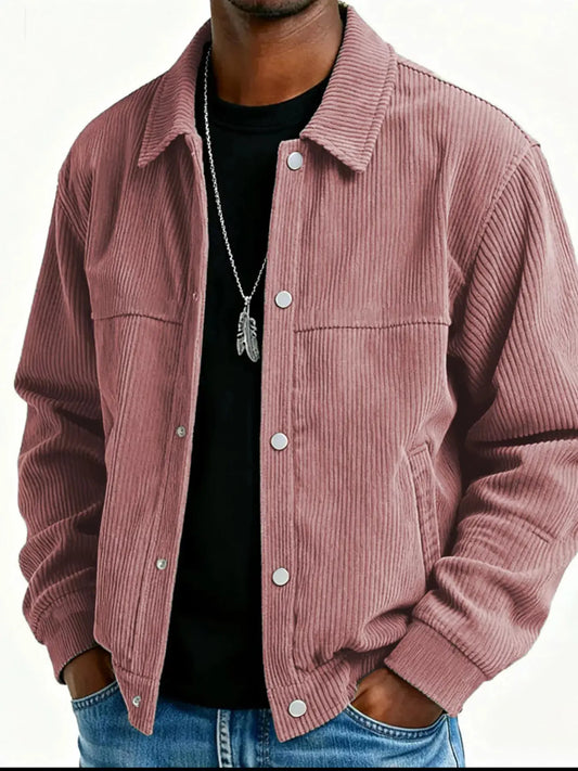 Men's Full Size Vintage Corduroy Button-Down Casual Jacket Plus Size - Real Deal