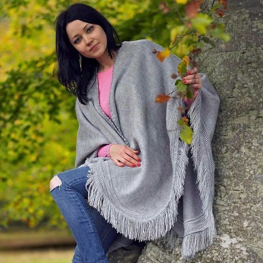 Cape Wrap Solid Alpaca Poncho - Real Deal