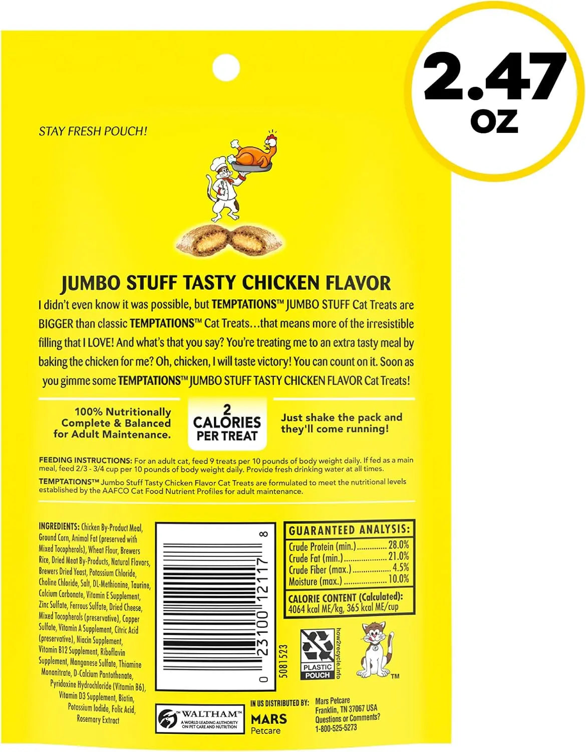 Jumbo Stuff Crunchy & Soft Cat Treats, Chicken, 2.5 Oz, 12 Pack - Real Deal
