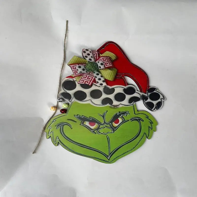 Wooden Door Sign Grinch Head Christmas Decor - Real Deal
