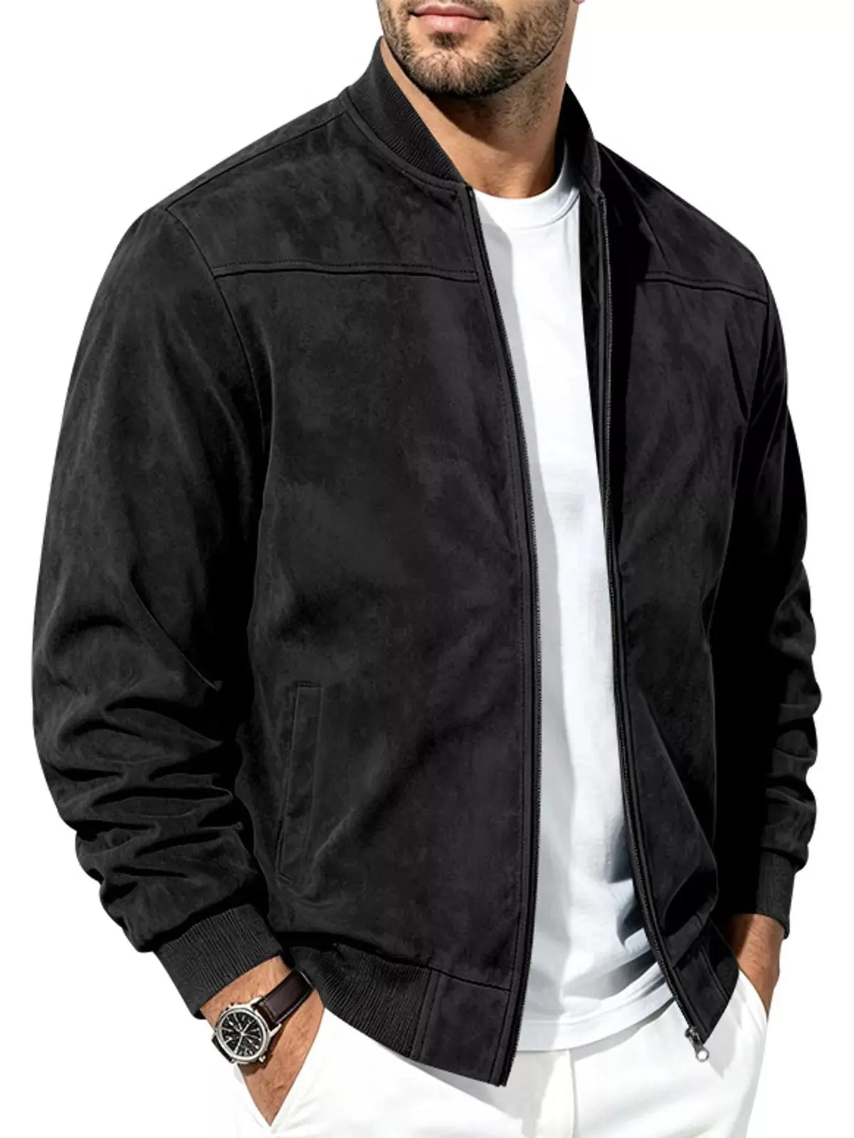 Men's Full Size Zip Up Long Sleeve Jacket Plus Size - Real Deal