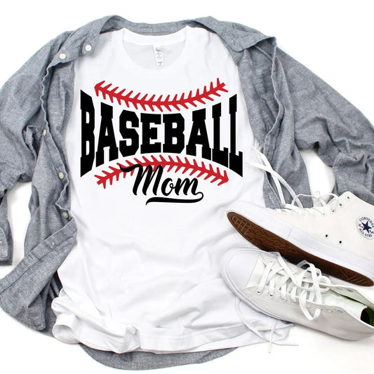 Baseball Mom - Color Ink - White Tee - Real Deal