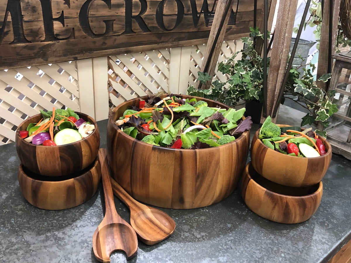 Dragor 7 Piece - Extra Large Salad Bowl with Servers and 4 Individuals - Real Deal